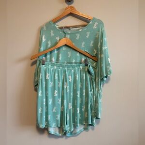 Disney Mickey Pajama Set in Teal | Size XL